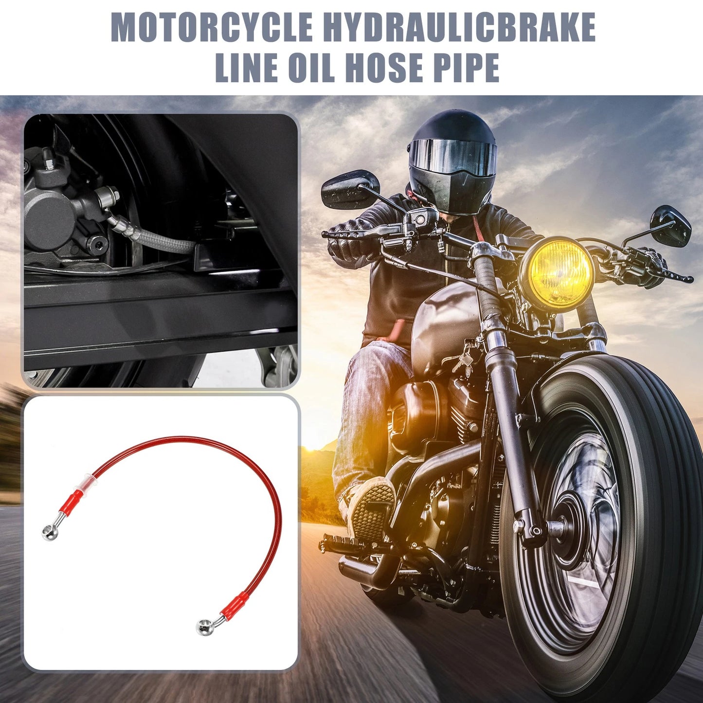 Brake Line 50cm 19.69in 10mm ID Motorcycle Hydraulic Hose Pipe for Motorcycle