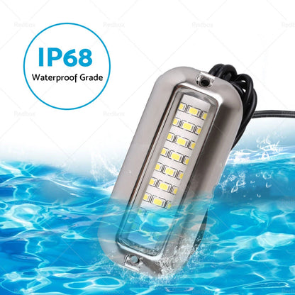 Blue 27 LED Stainless Steel Underwater Boat Transom Light for Pontoon