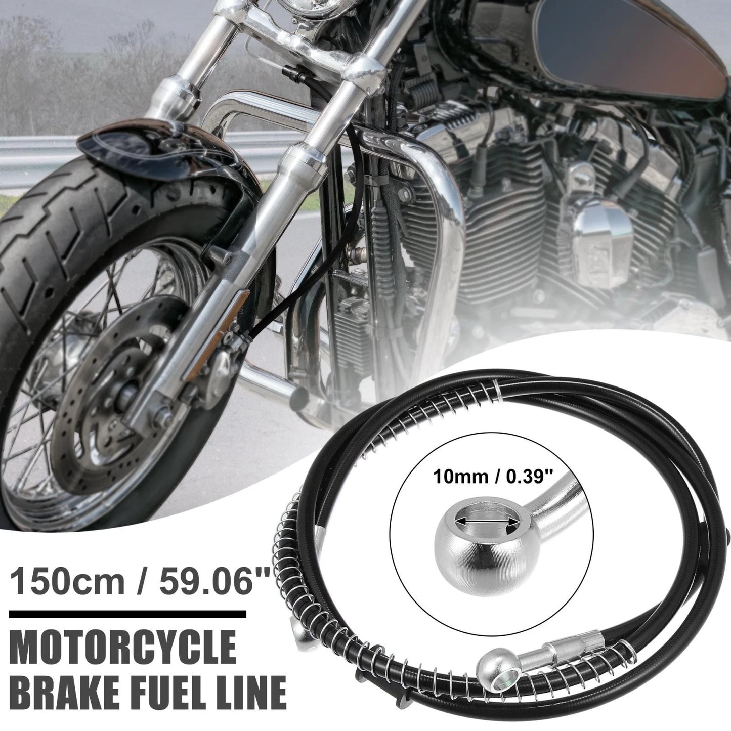 10mm Motorcycle Braided Brake Clutch Oil Hose Fitting Ends Black