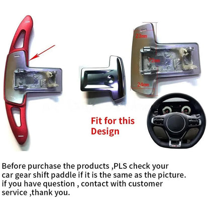 Red Interior Steering Wheel Paddle Shifter Extensions for Kia K3 (2020-2022)