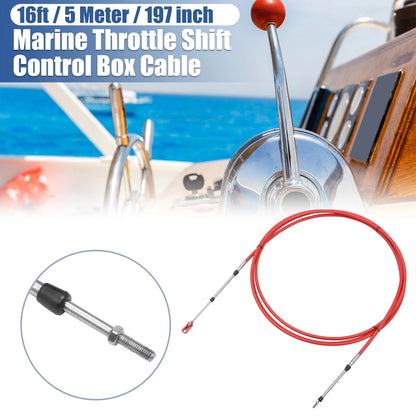 16ft Marine Throttle Shift Control Box Cable with Clevis Red