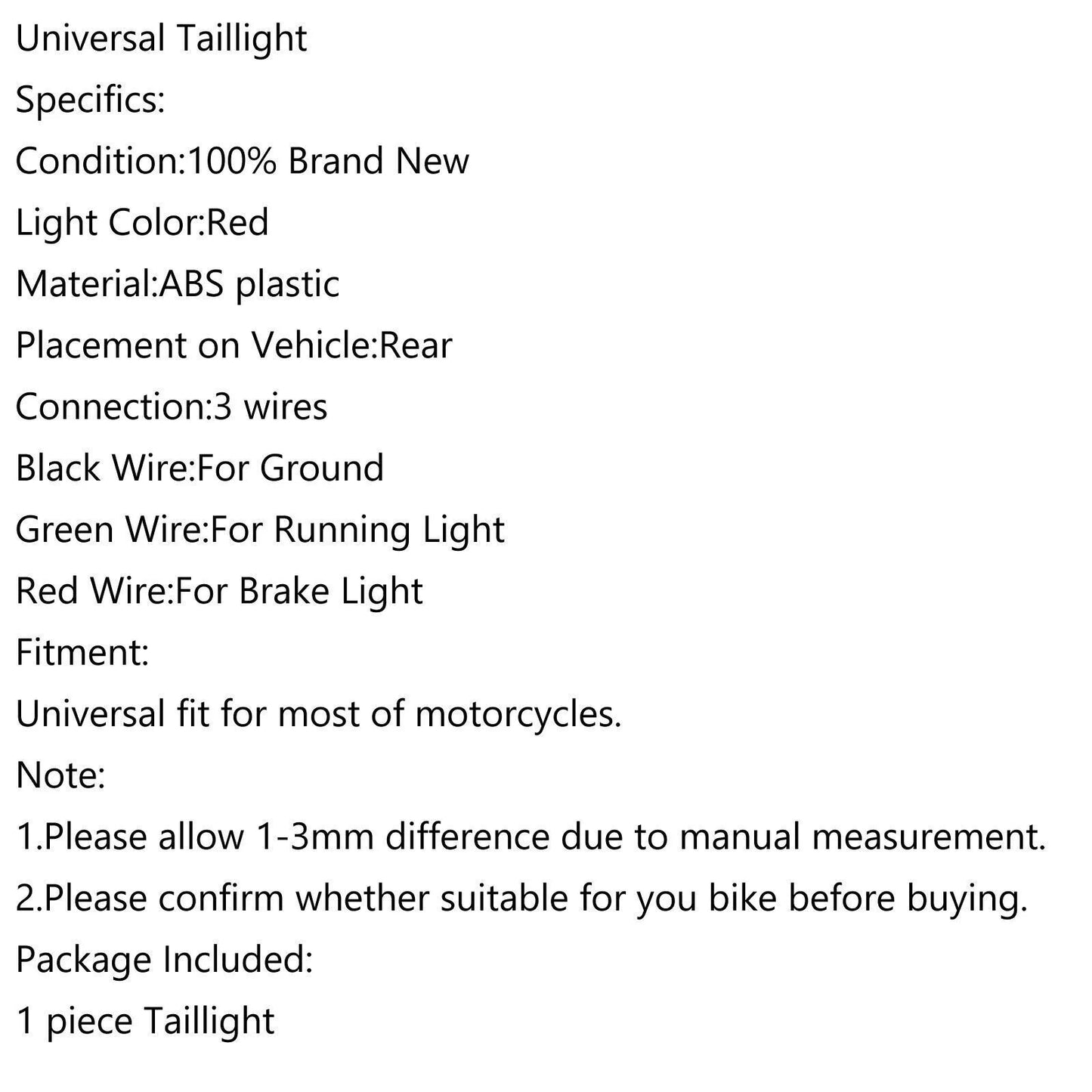 12V Red Tail Light for Universal Motorcycle (2023)