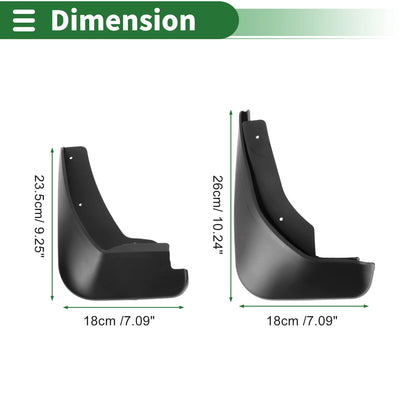 Mud Flaps Splash Guards for Ford Fiesta Hatchback (2009-2012) with Mounts