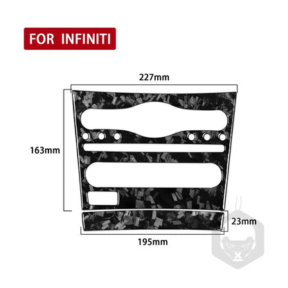 Forged Carbon Fiber Center Console AC CD Panel Trim for Infiniti G37 G25 Q60