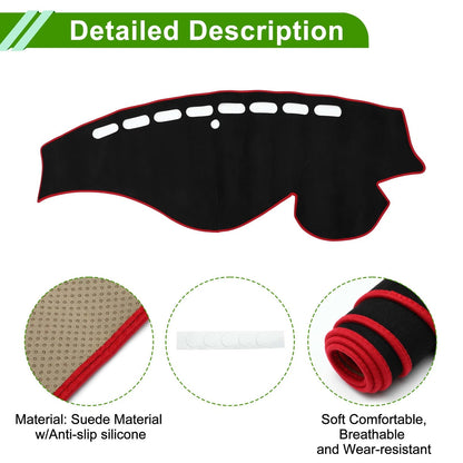 Dashboard Cover Mat for Honda Odyssey 2009-2014 Sun Protector Pad Black Red