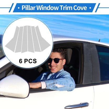 6 Pcs Door Pillar Window Trim for Land Rover Range (2014-2021) Silver Tone