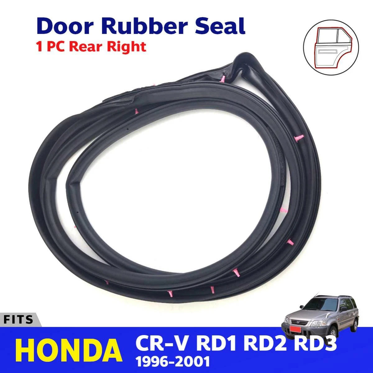 Door Rubber Seal Weatherstrip Rear RH Fits Honda CR-V 4D Sport Utility 1996-01