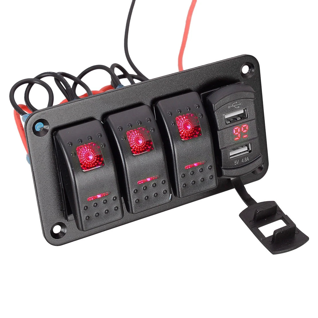 3 Gang Rocker Toggle Switch Panel Dual USB Port for RV Car Marine (2010-2023)