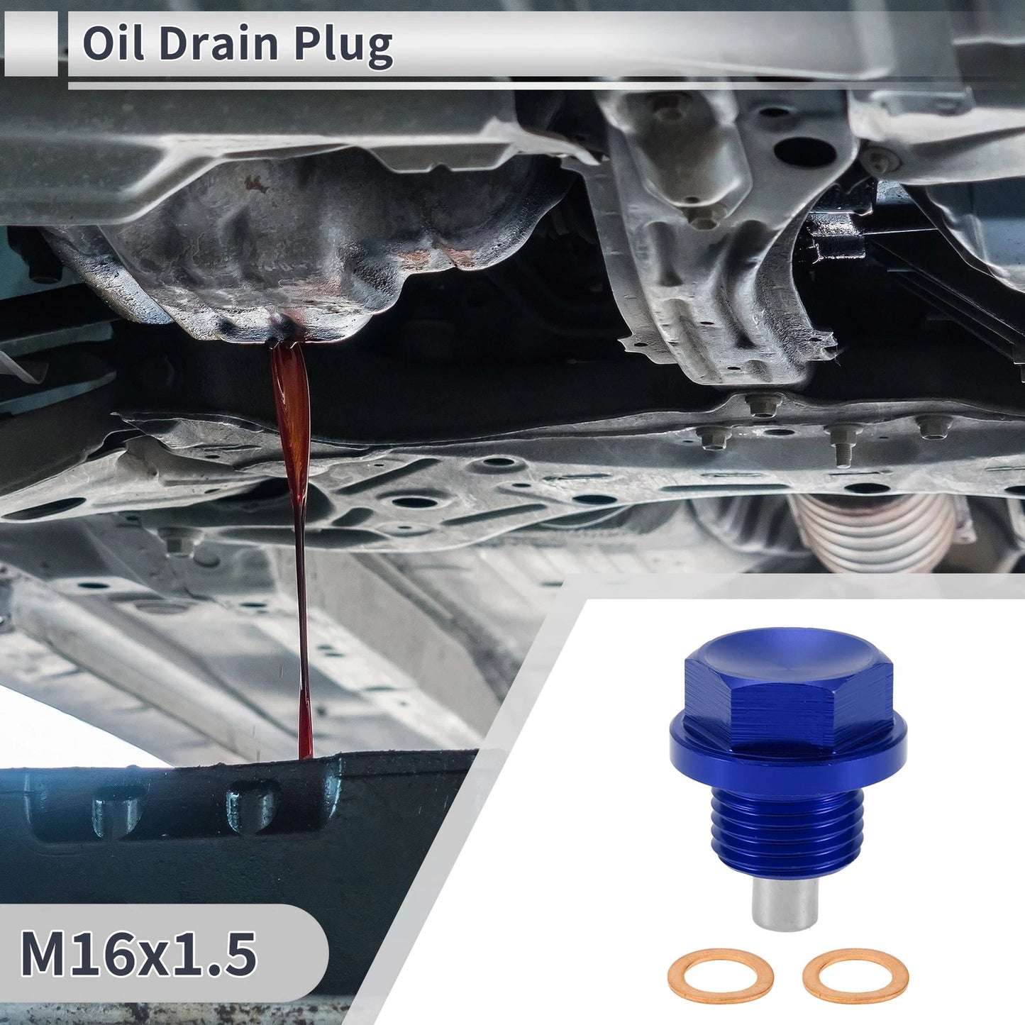 1 Set M16x1.5 Engine Oil Drain Plug with Gasket for Car, Motorcycle, Boat
