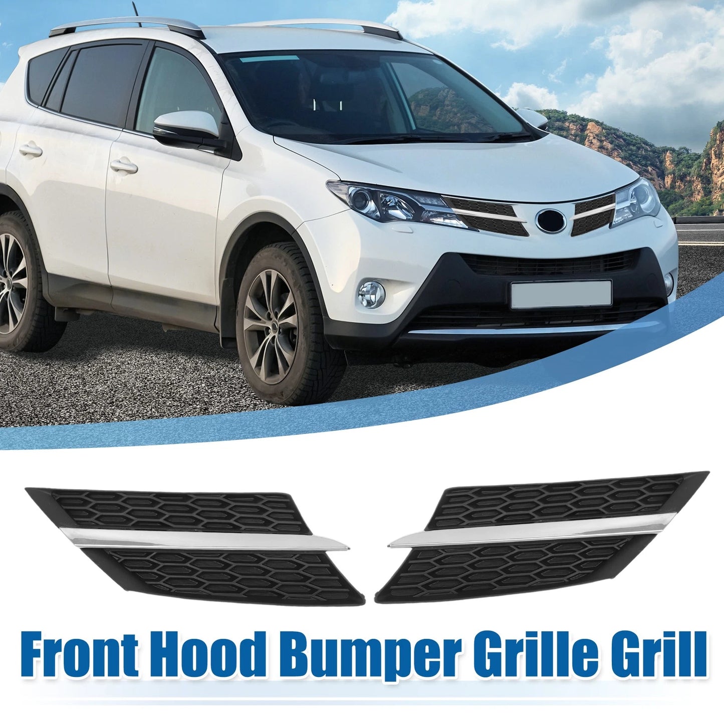 1 Pair Front Hood Bumper Grille Grill for Toyota RAV4 (2013–2015)