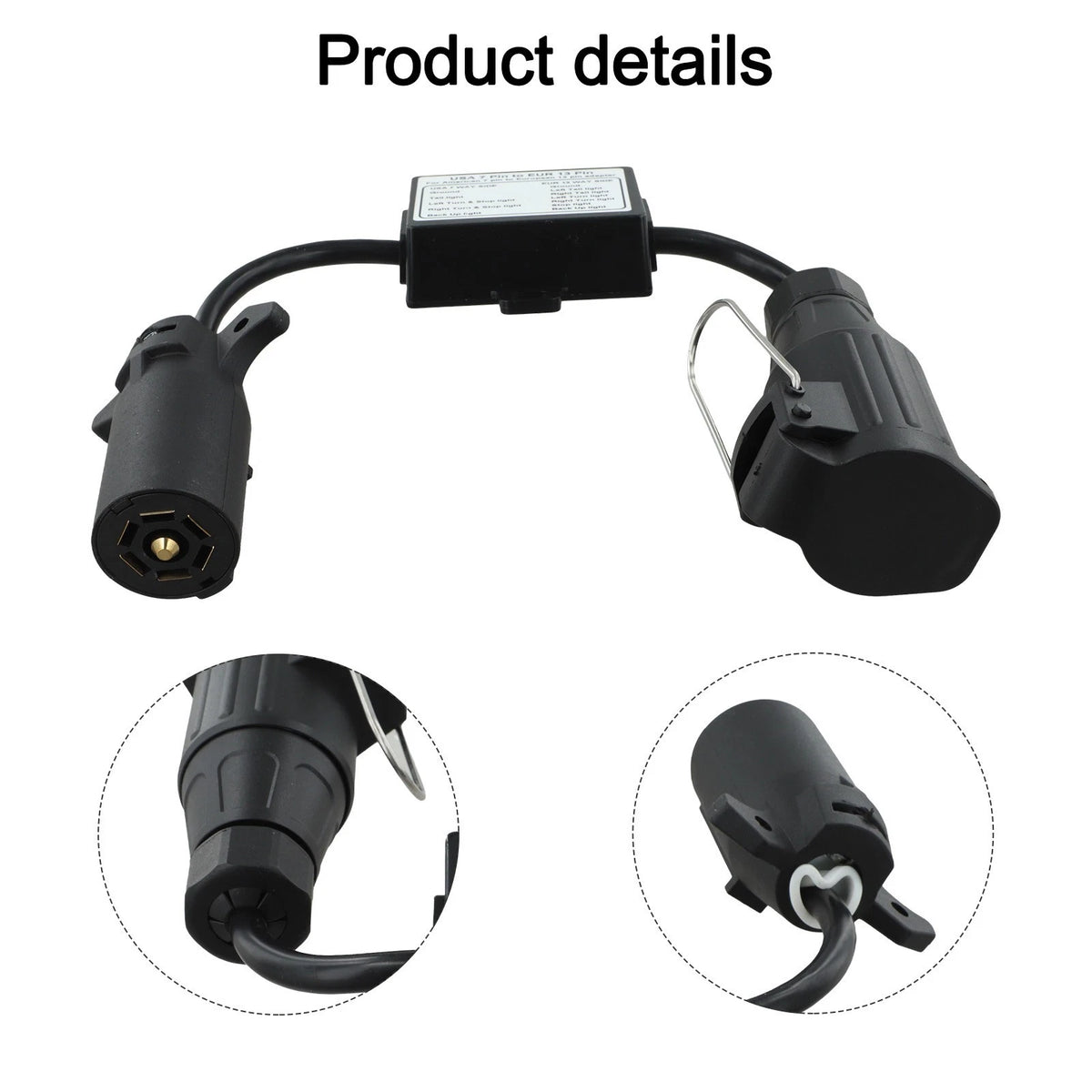 7Way Plug European 13Pin Round Trailer Light-Converter for US Vehicle
