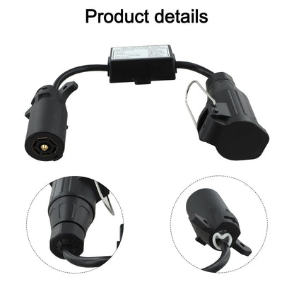 7Way Plug European 13Pin Round Trailer Light-Converter for US Vehicle