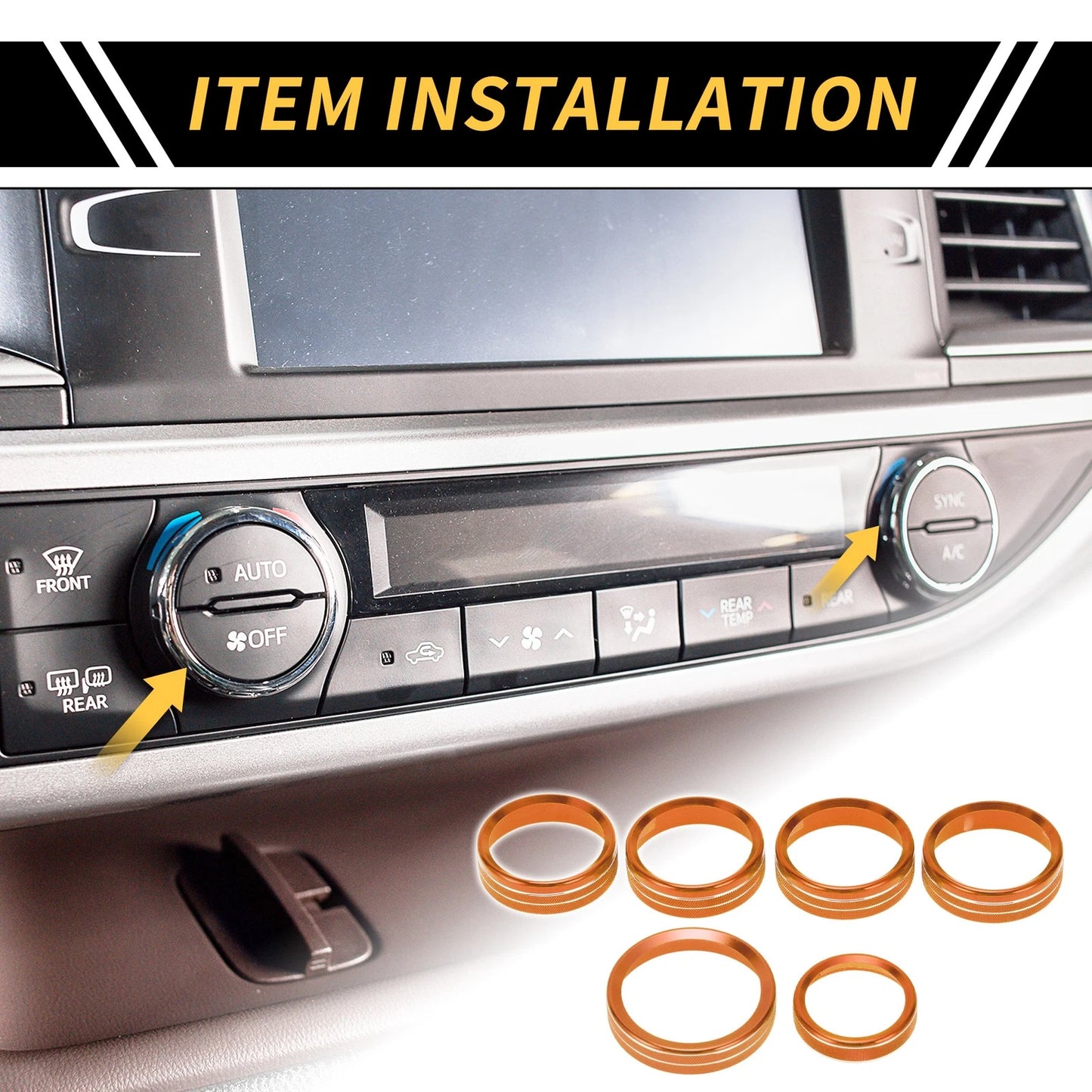 Air Conditioning Button Cover Trim for Ford F-150 XLT (2016-2019) Orange 1 Set