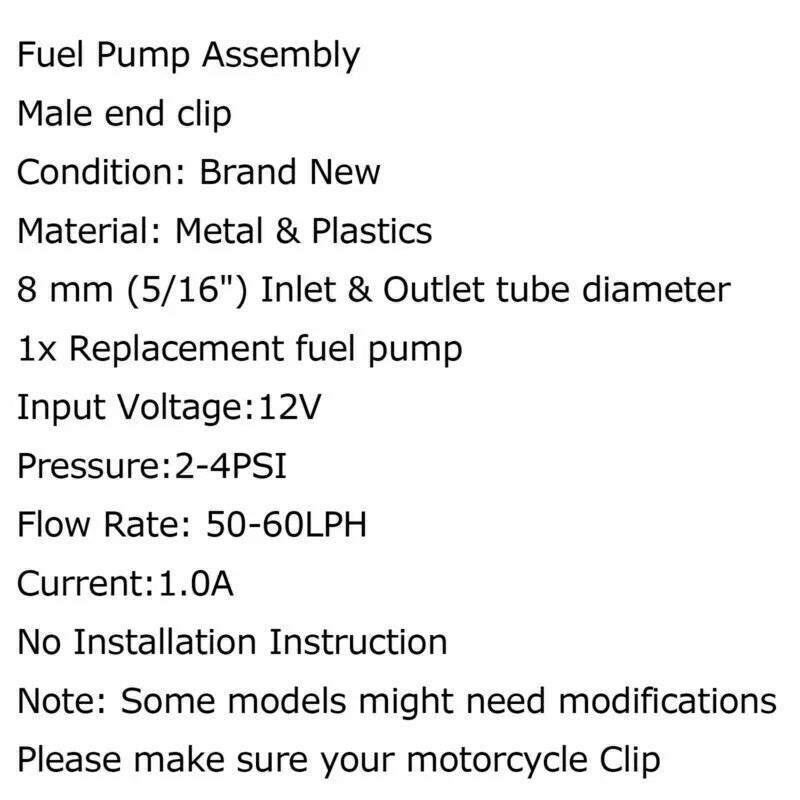 Electric Fuel Pump 8mm for Yamaha Virago XV 400/535/600 (1981-1999)