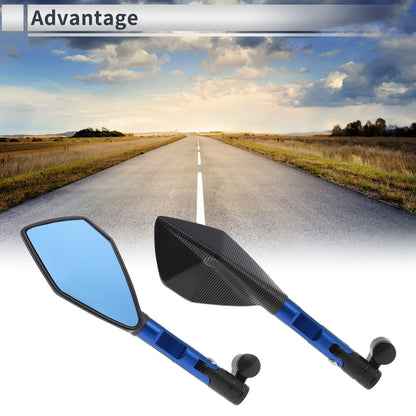 Rear View Mirrors Black Blue Aluminum Alloy 1 set for M8/M10