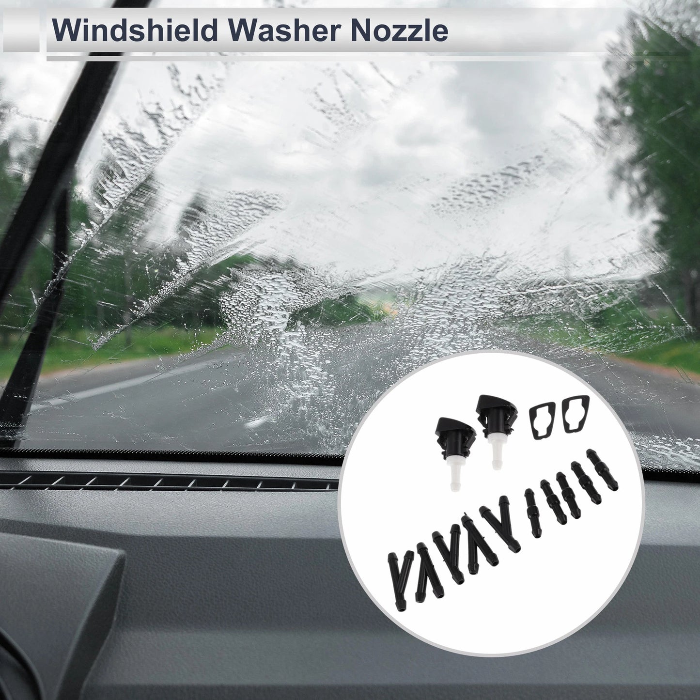 Windshield Washer Nozzle for Dodge Black White 1 Set