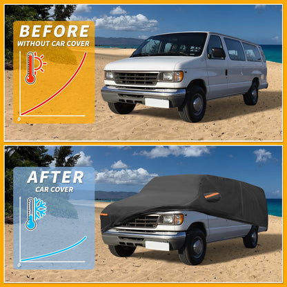 All Weather Car Cover for Ford E-Series Black 190T-PU