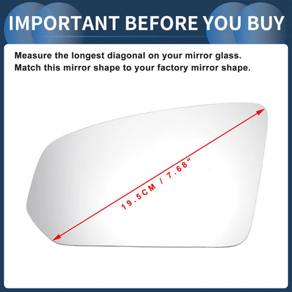 Left Side Heated White Mirror Glass for Volvo S90 V60 V90 (2016-2020)