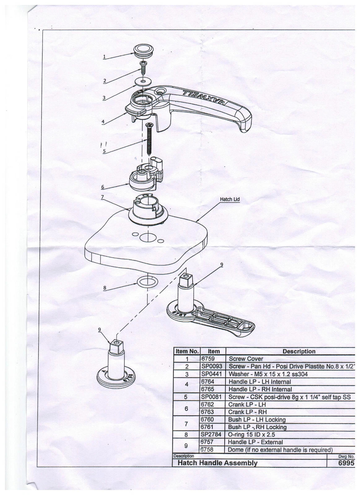 Weaver Hatch Handles for Marine Suit Weaver Maxwel Deck Hatch Right/Left Hand