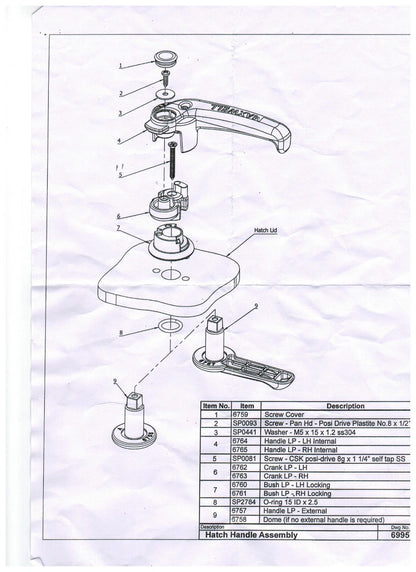 Weaver Hatch Handles for Marine Suit Weaver Maxwel Deck Hatch Right/Left Hand