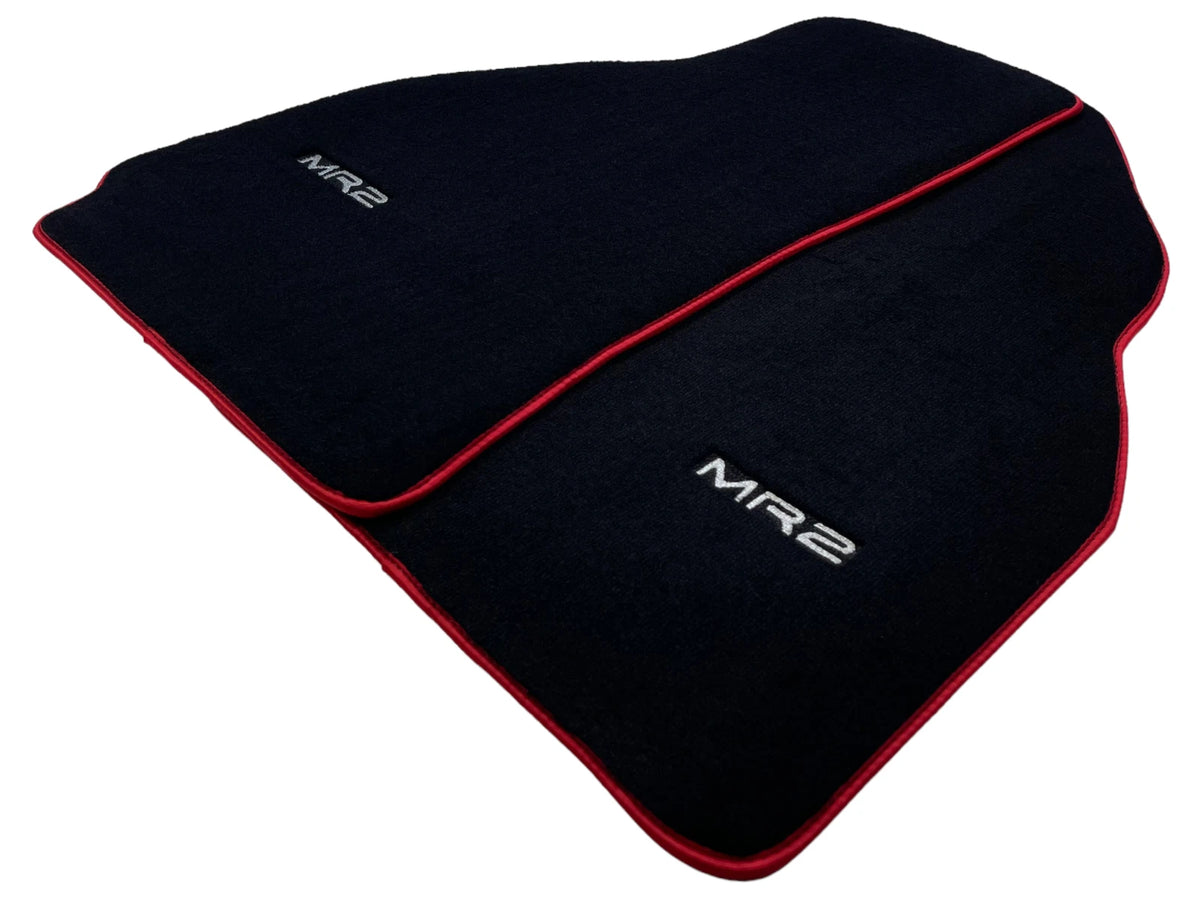 Black Floor Mats for Toyota MR2 2 x Tailored Carpets with Red Trim (2002-2007)