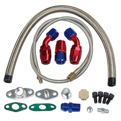 Turbo Charger Oil Drain & Feed Line Kit for T3 T4 T04E T60 T61 T70 (N/A)