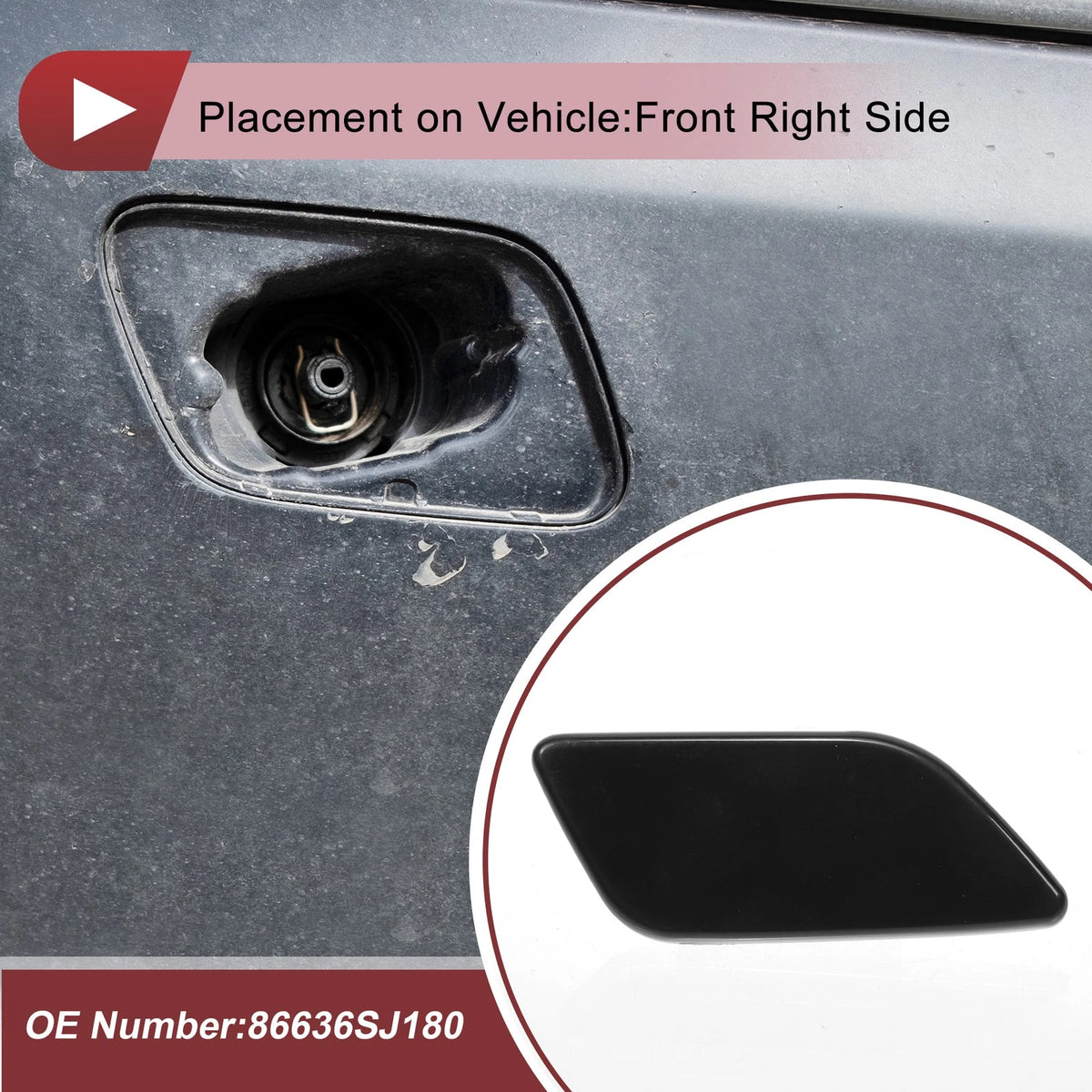Front Right Washer Nozzle Cover for Subaru Forester (2022-2024) Black