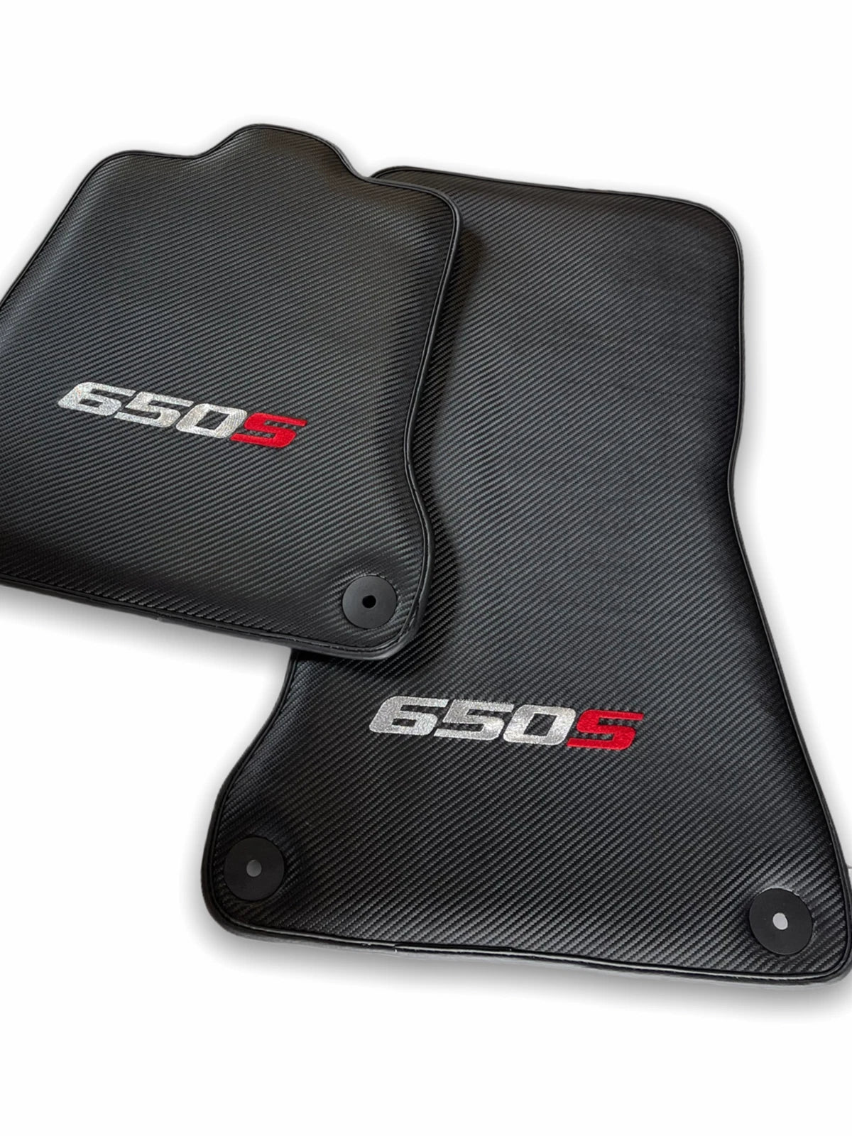 Floor Mats Set for McLaren 650S Black Carbon Fiber Leather (2014-2019)