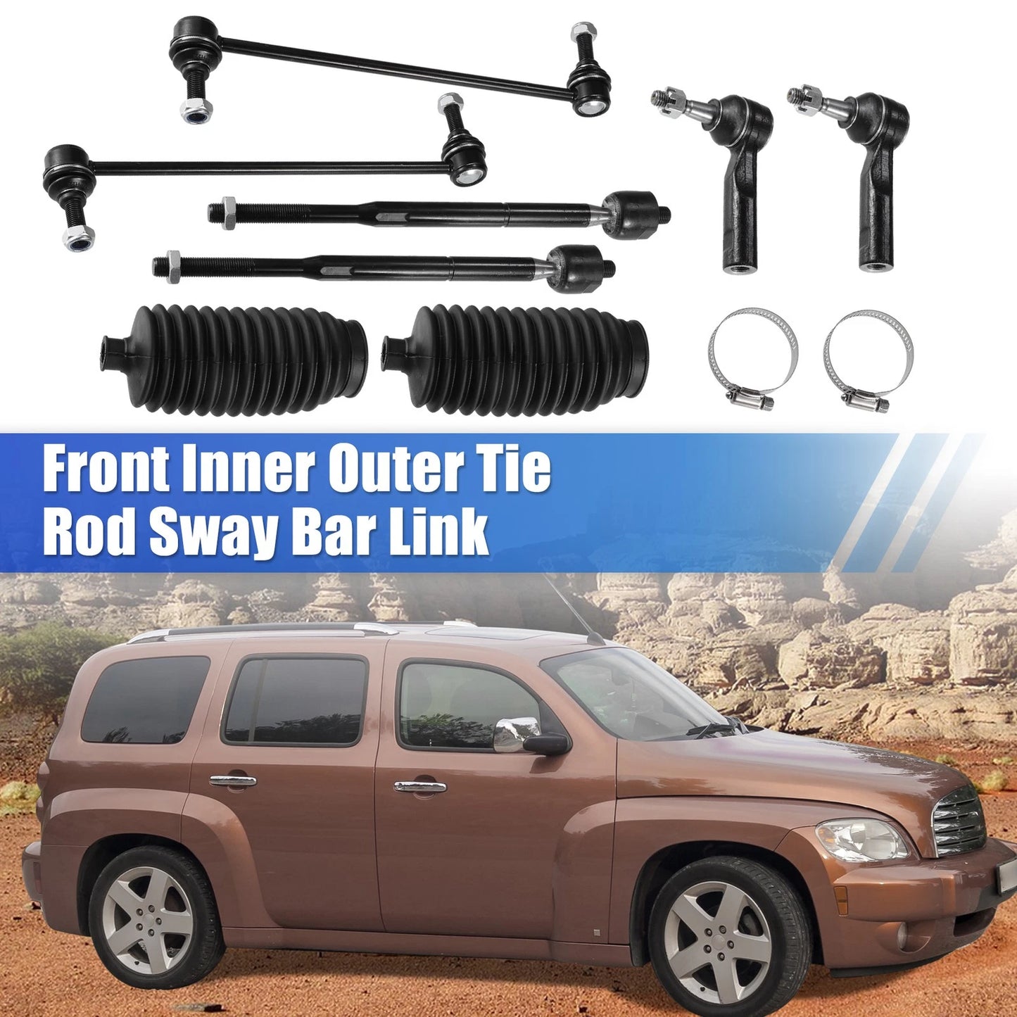 8 Pcs Front Inner Outer Tie Rod Sway Bar Link for Chevrolet Cobalt (2005-2010)