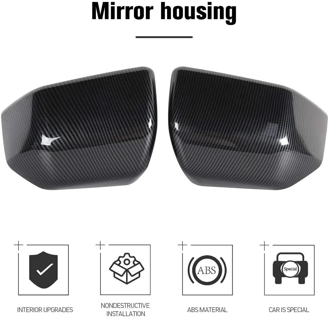 Carbon Black Rearview Mirror Cover Trim for Ford F150 (2015-2020)