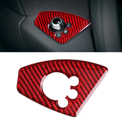 Red Carbon Fiber Interior Door Lock Button Cover Trim for Audi TT TTRS (2008-2014)