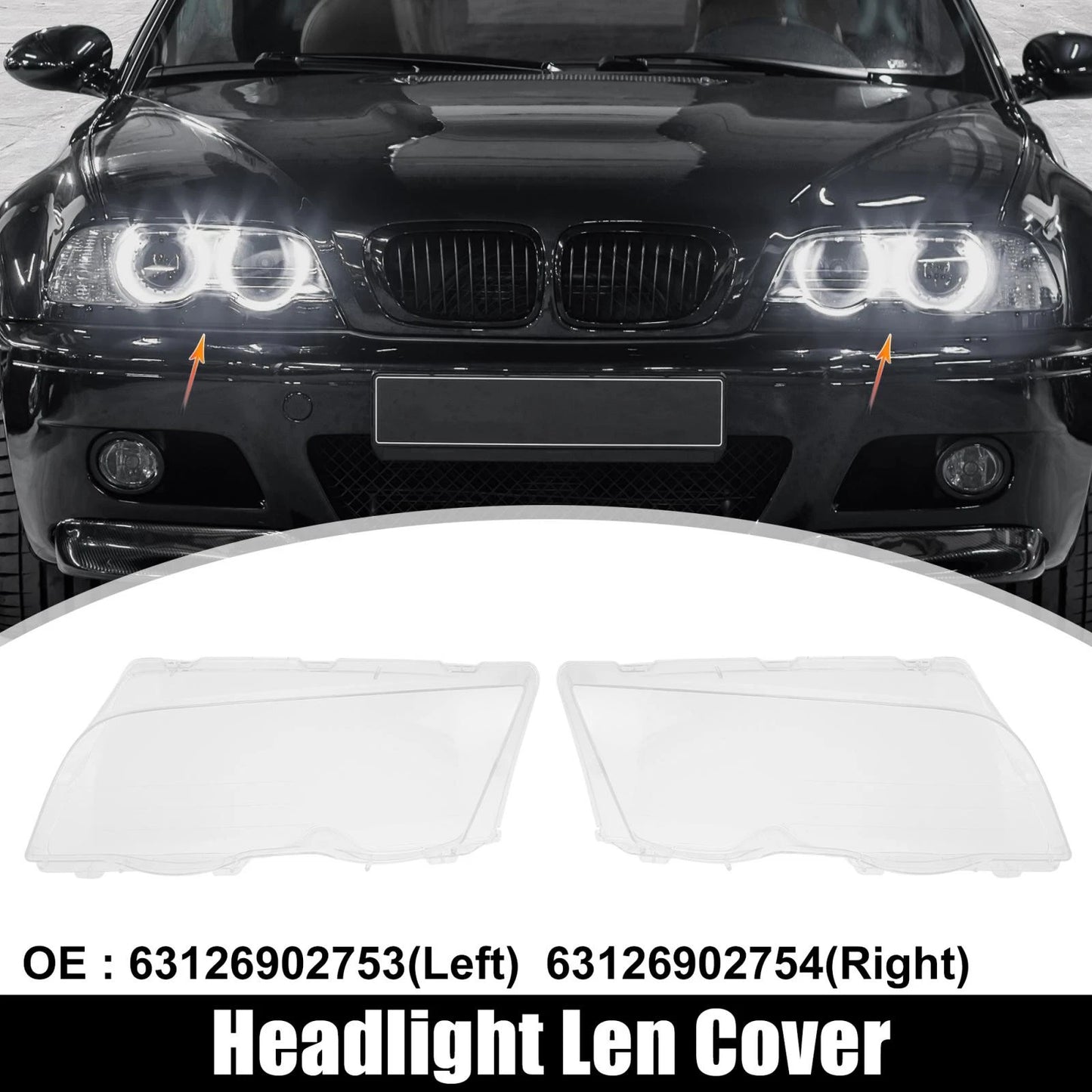 Front Headlight Lens Covers for BMW E46 (1998-2001) -  63126902753