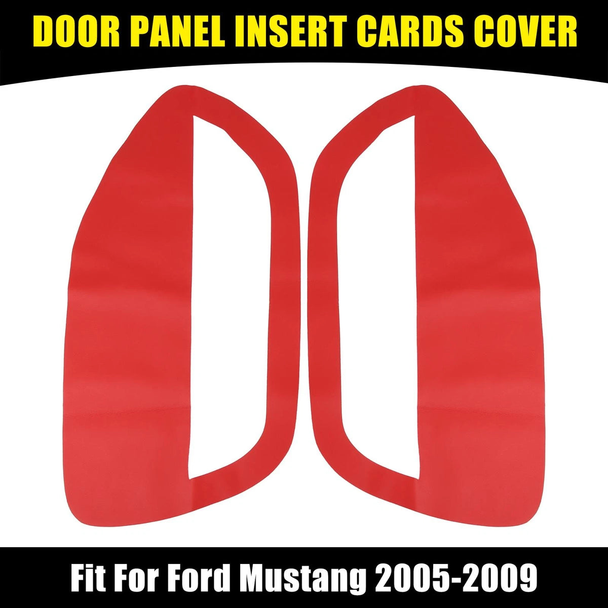 Red Microfiber Leather Door Panel Insert Cards Cover for Ford Mustang