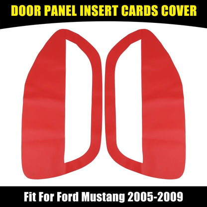 Red Microfiber Leather Door Panel Insert Cards Cover for Ford Mustang