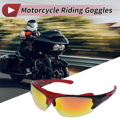 1 Motorcycle Riding Goggles Red Lens Black Red Frame UV400