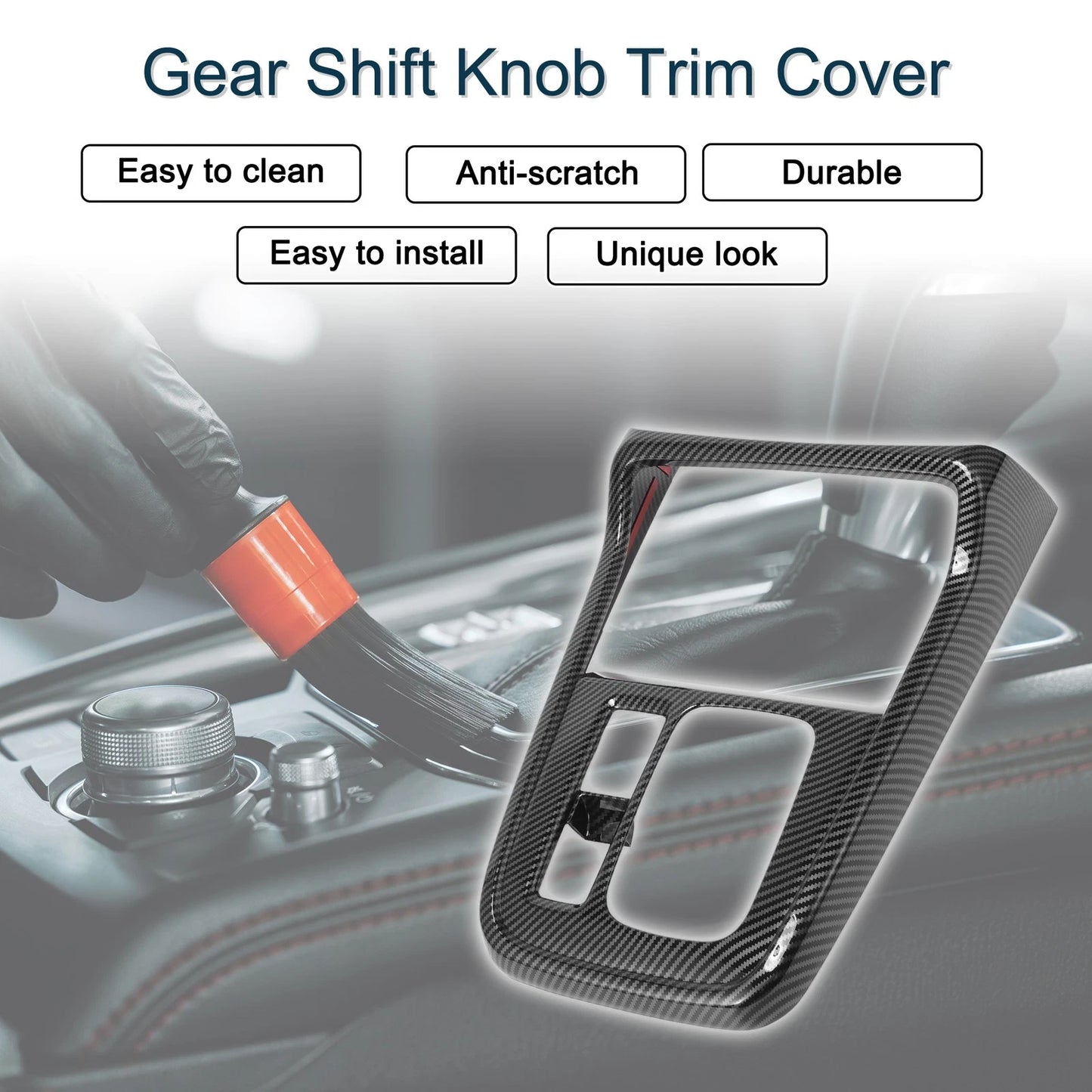 ABS Gear Shift Knob Cover for Honda CR-V 2023-2024 Carbon Fiber Black