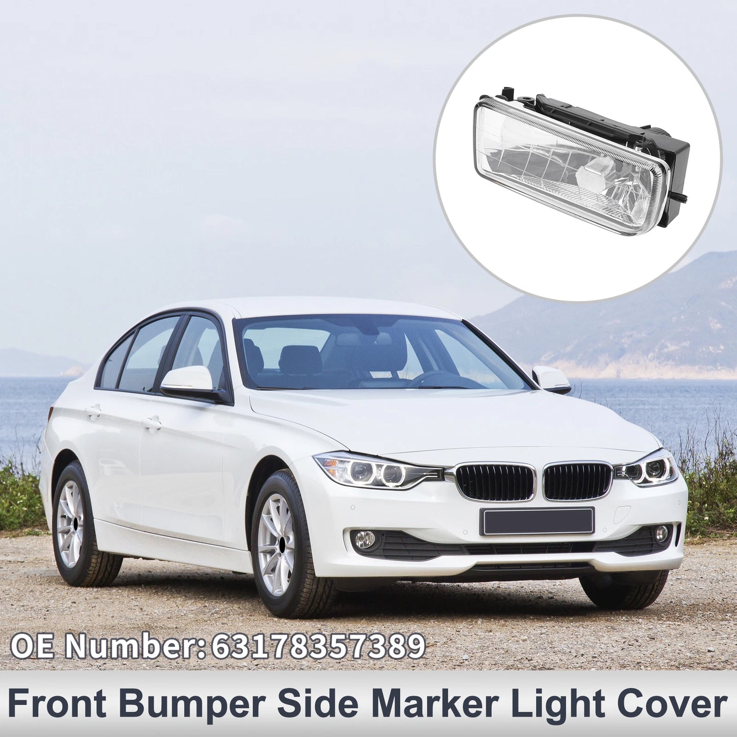 Left Front Bumper Side Marker Light Cover for BMW 3 Series (2012-2019)