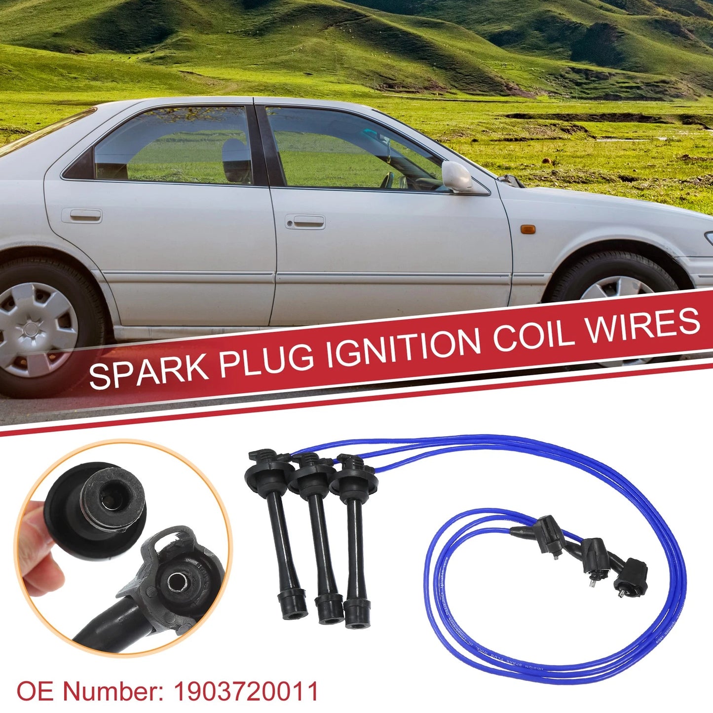 3 x Spark Plug Wire Ignition Coil Cables for Toyota Camry, Sienna (2002-2011)