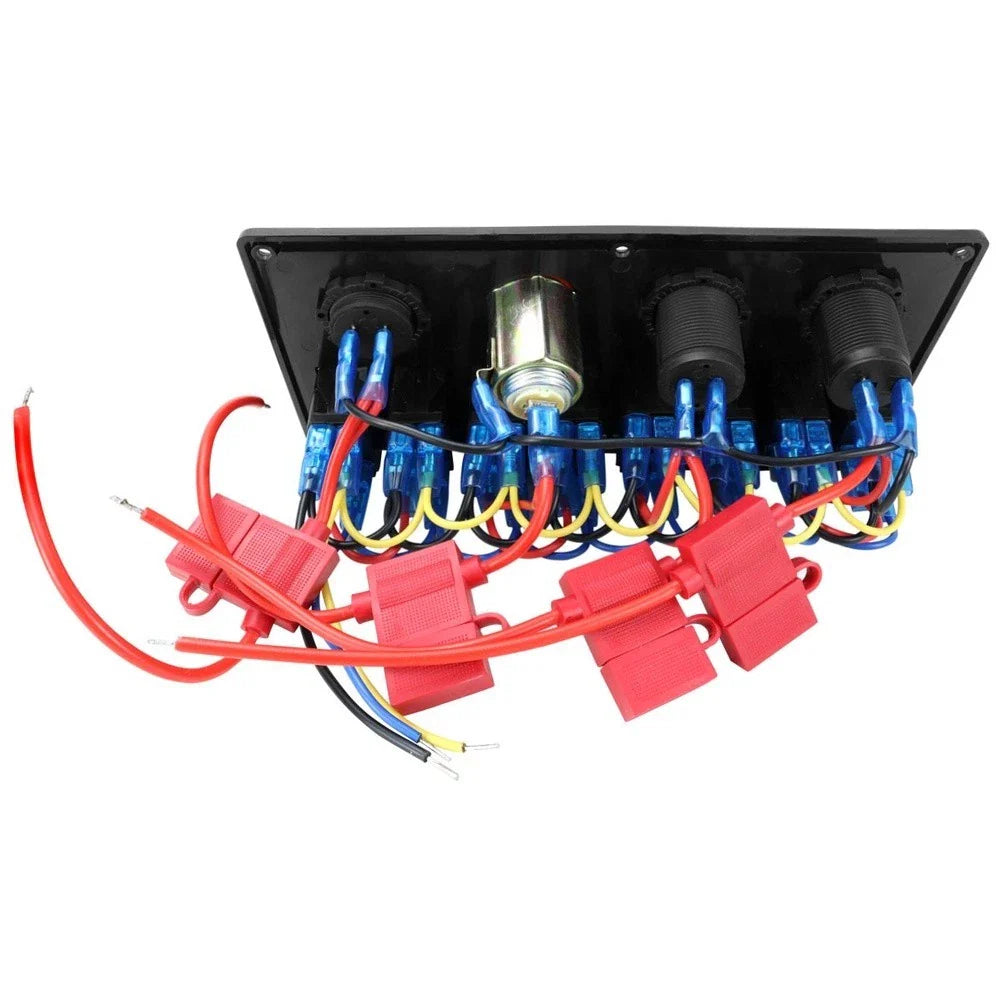 Marine Grade 8 Gang Rocker Switch Panel with USB Charger for Boats/RVs/Cars