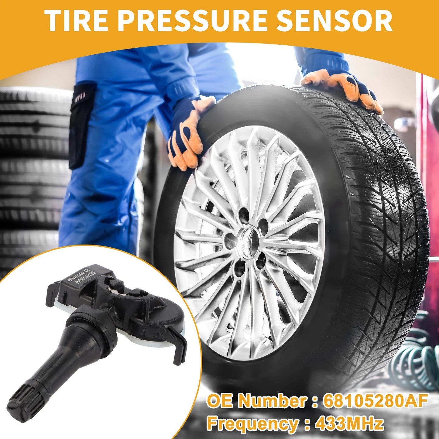 Tire Pressure Sensor 433MHz for Jeep Renegade (2015-2016) 1 x Sensor