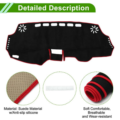 Dashboard Cover Mat for Toyota Wish 2010-2018 Sun Protector Black Red