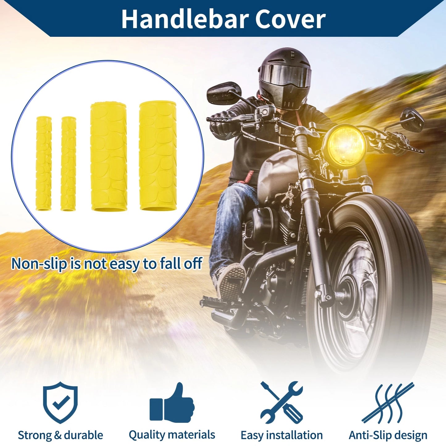 1 1/8" / 29mm Hand Grips Rubber Yellow for Motorcycle