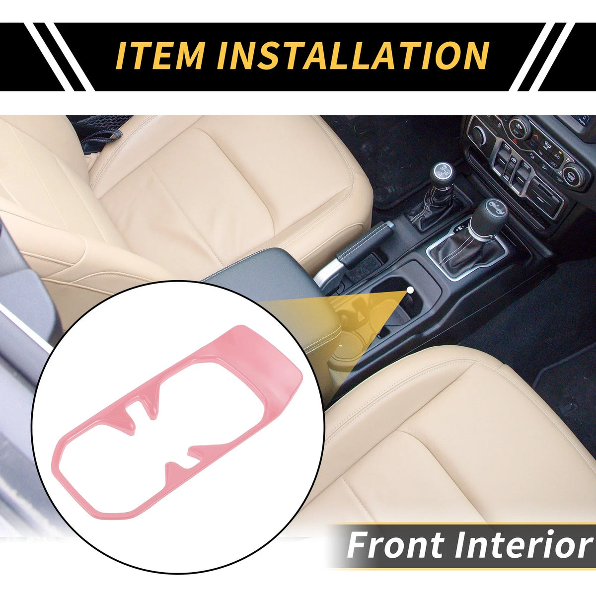 Cup Holder Cover Trim for Jeep Wrangler JL JLU (2018-2024) Pink 1 Pc