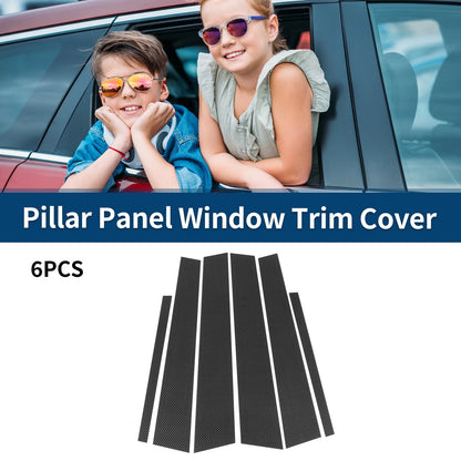 6pcs Black Carbon Fiber Car Pillar Window Trim Covers for Honda Accord (13-17)