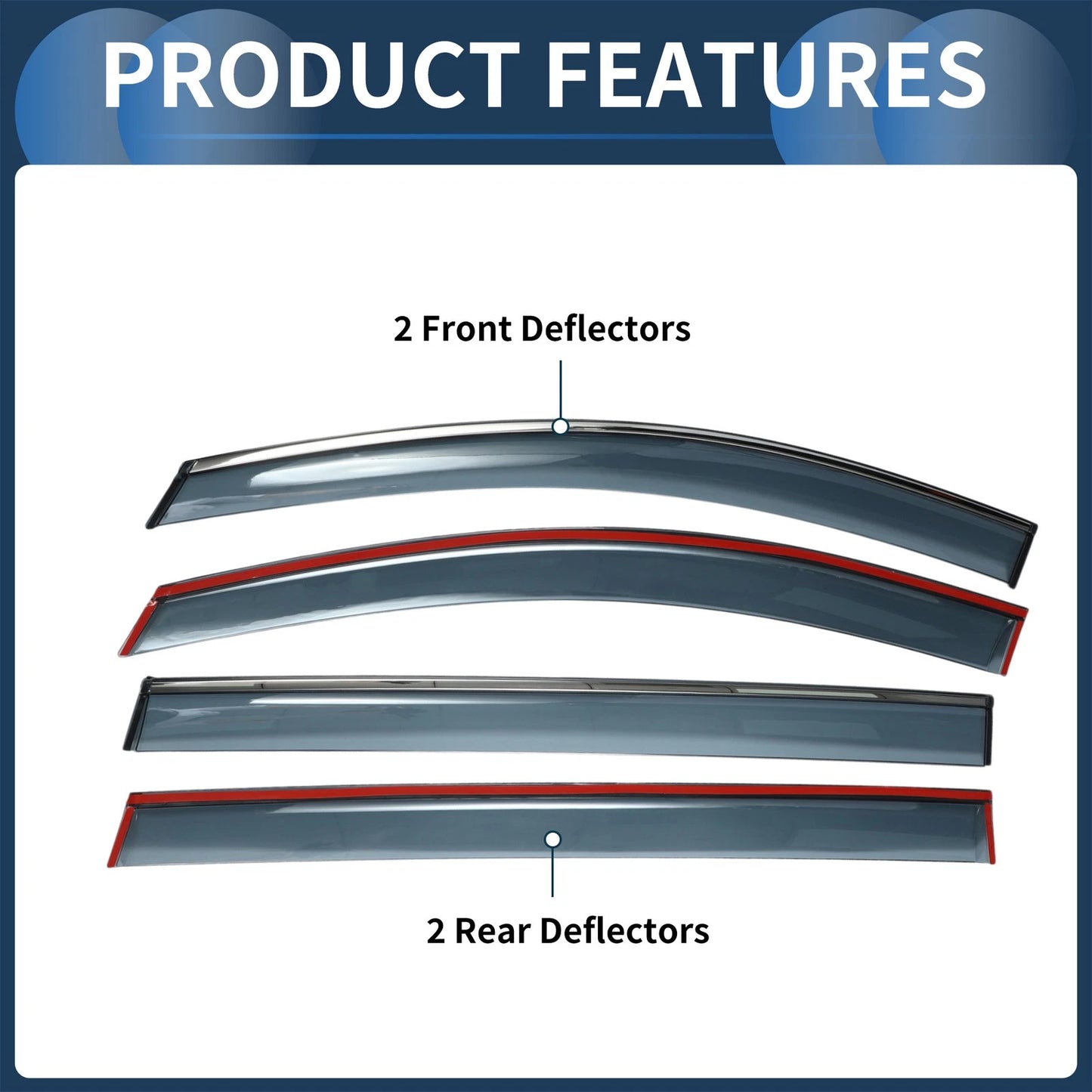 Window Deflectors for Toyota Sienna 2021-2024 Side Vent Visor Black 1 Set