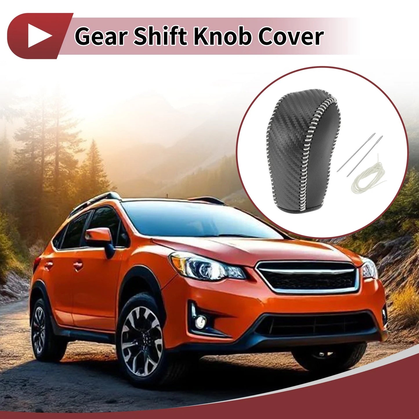 Car Gear Shift Knob Cover for Subaru Forester (2014-2017) Black Beige