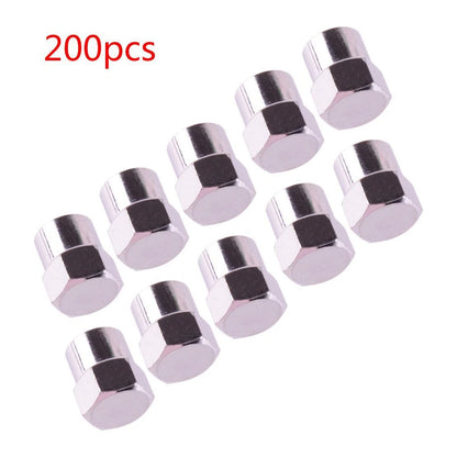 200 Pcs Silver Tire Valve Caps for Car & Bike