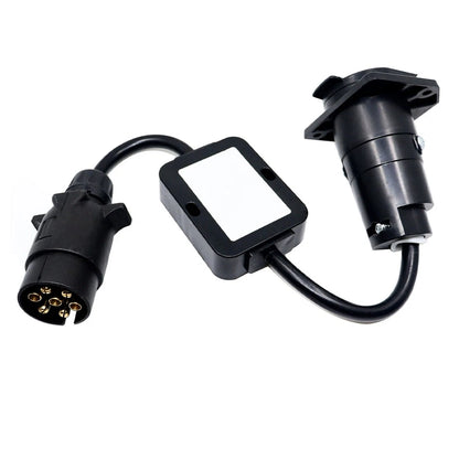 US to EU Trailer Light Converter 7-Way Blade to 7-Pin Round Plug