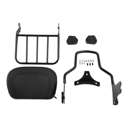 Chrome/Black Sissy Bar Backrest Luggage Rack for Harley Touring (1997-2008)