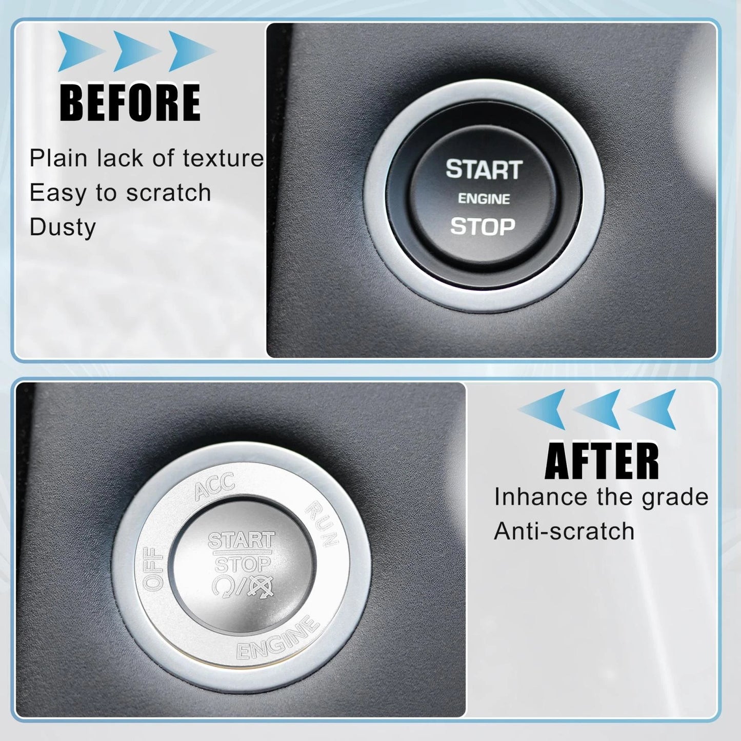 Engine Start Stop Button Cover Kit for Dodge Charger Challenger (2015-2023)